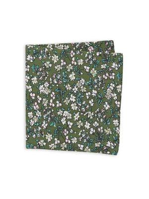 Black Brown Braeburn Floral Cotton Pocket Square