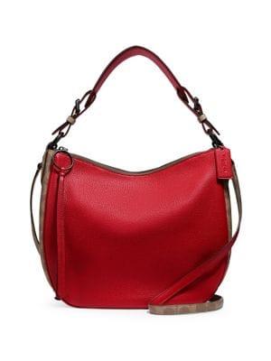 Coach Sutton Signature Canvas Blocking Leather Hobo Bag