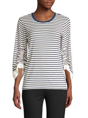 Kobi Halperin Larissa Striped Ruched Sleeve Top