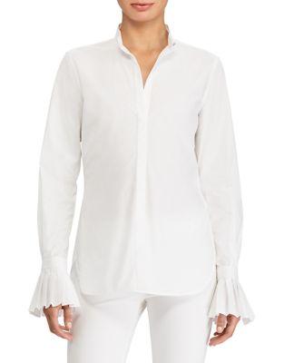 Lauren Ralph Lauren Pleat-sleeve Cotton Button-down Shirt
