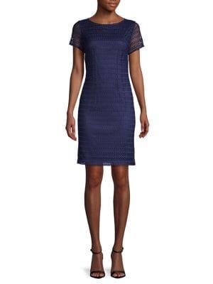 Karl Lagerfeld Paris Lace Cap Sleeve Shift Dress