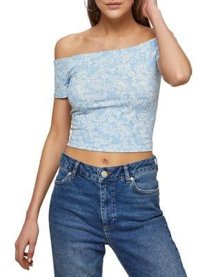 Miss Selfridge Floral Off-the-shoulder Crop Top
