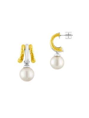 Majorica 12mm White Pearl & Goldplated Earrings