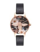 Olivia Burton Bejewelled Florals Leather-strap Watch