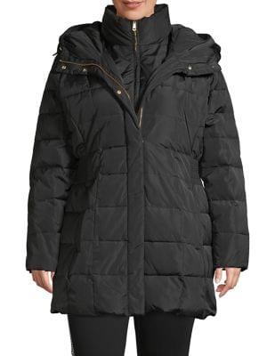 Cole Haan Plus Quilted Cinch-waist Gilet Down Coat