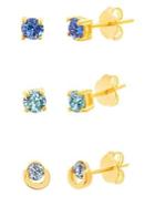 Lord & Taylor Set Of Three 925 Sterling Silver & Swarovski Crystal Earrings Set