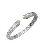 Lord & Taylor Diamond, Sterling Silver And 14k Yellow Gold Bangle Bracelet