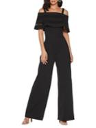 Quiz Bardot Frill Mesh Insert Jumpsuit