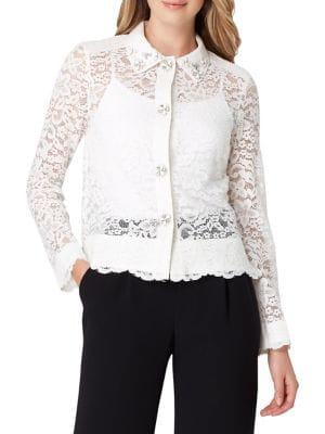 Tahari Arthur S. Levine Scalloped Lace Blouse