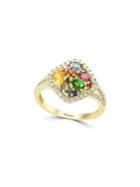 Effy 14k Yellow Gold, Diamond And Multi-colored Sapphire Ring