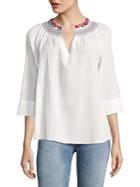 Lord & Taylor Bonnie Embroidered Top