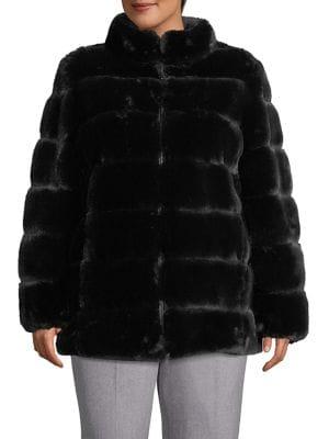 Via Spiga Plus Reversible Faux Fur Coat