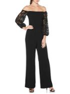 Laundry By Shelli Segal Embroidered-sleeve Off-the-shoulder Jumpsuit