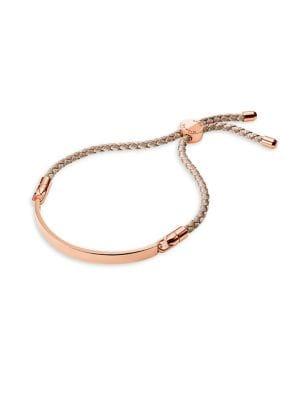 Michael Kors Custom Kors 14k Rose-goldplated & Taupe Silk Slider Bracelet