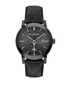 Burberry Ionic Plated Stainless Steel & Leather Chronograph Watch