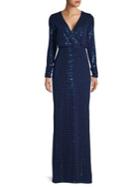 Vince Camuto Long-sleeve V-neck Gown