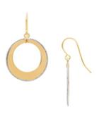 Lord & Taylor 14k Yellow And White Gold Open Circle Drop Earrings