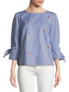Ivanka Trump Striped Floral Smock Top