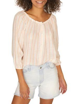 Sanctuary Iris Striped Button-front Top