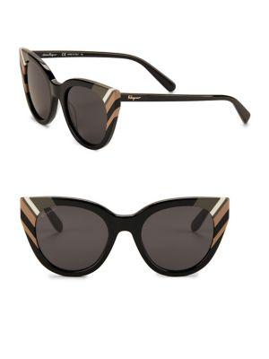 Salvatore Ferragamo 50mm Striped Cat Eye Sunglasses