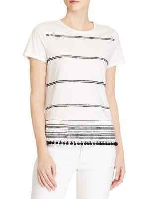 Lauren Ralph Lauren Embroidered Pom-pom Jersey Tee