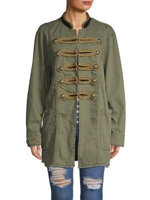 Free People Mandarin Collar Cotton Band Jacket