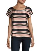 Vince Camuto Striped Cap-sleeve Blouse