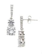 Lord & Taylor Sterling Silver And Cubic Zirconia Double-drop Earrings