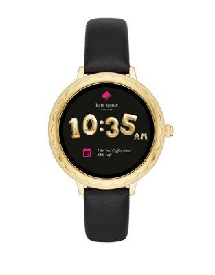 Kate Spade New York Goldtone Scalloped Bezel Leather Touchscreen Smart Watch
