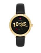 Kate Spade New York Goldtone Scalloped Bezel Leather Touchscreen Smart Watch