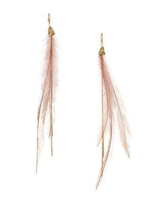 Badgley Mischka Feather Tassel Earrings
