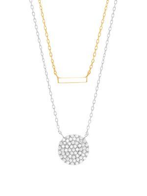 Lord & Taylor Layered-effect Two-tone Sterling Silver Pendant Necklace
