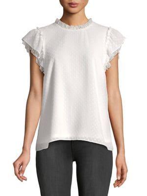 Kensie Dotted Ruffle-sleeve Top