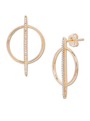Lord & Taylor Diamond And 14k Yellow Gold Hoop Earrings