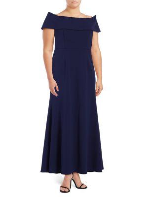 Betsy & Adam Plus Off-the-shoulder Night Gown