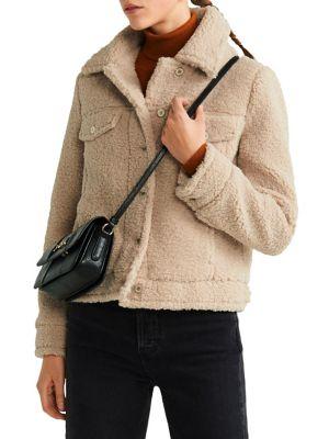 Mango Faux Shearling Button Jacket