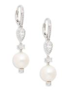 Nadri Cadence Rhodium-plated Cubic Zirconia And 10-11mm Freshwater Pearl Drop Earrings