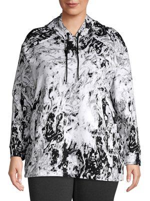 Marc New York Performance, Plus Size Plus Marble-print High-low Hoodie