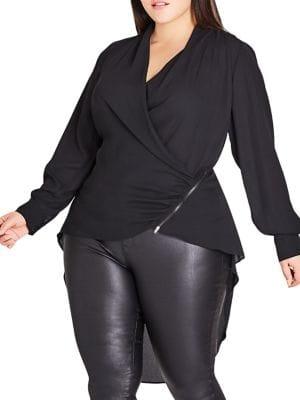 City Chic Plus High-low Wrap Top