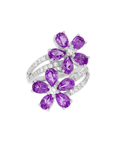 Lord & Taylor Sterling Silver, White Topaz And Amethyst Ring