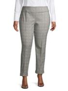 Lord & Taylor Plus Branco Plaid Pull-on Pants