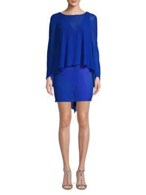 H Halston Long-sleeve Cape Mini Dress