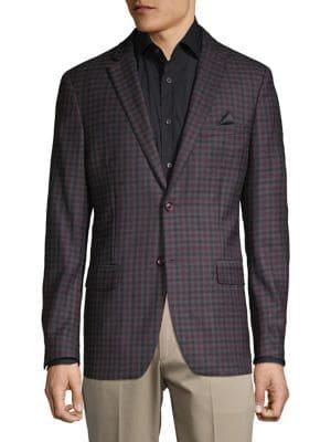Tallia Orange Wool-blend Check Blazer