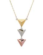 Lord & Taylor 14k Yellow, White And Rose Gold Pyramid Necklace