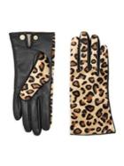Karl Lagerfeld Paris Leopard Sheepskin Gloves