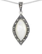 Lord & Taylor Mother Of Pearl Marquise Teardrop Pendant Necklace