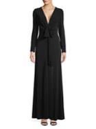 Calvin Klein V-neck Long Sleeve Drape Gown