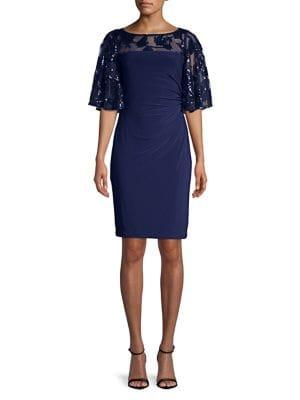 Lauren Ralph Lauren Short Sleeve Embroidered Sheath Dress
