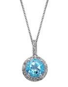 Lord & Taylor Sterling Silver Blue And White Topaz Pendant