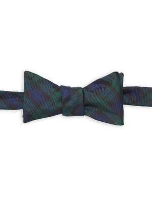 Brooks Brothers Red Fleece Textured Tartan Silk Bow Tie